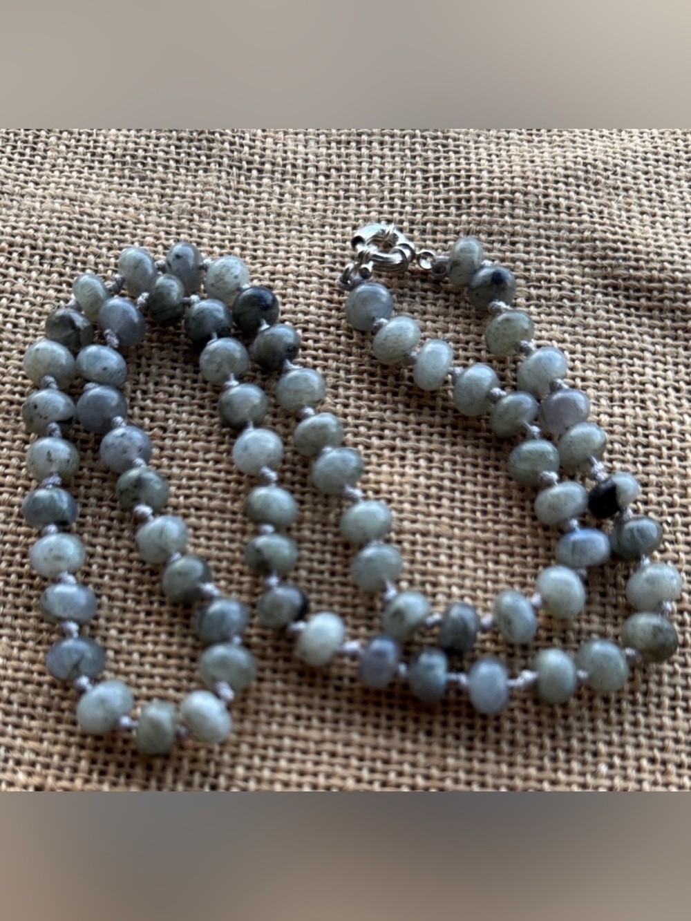 labradorite gemstone beaded necklace knotted New